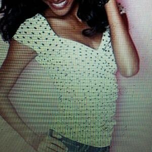 Moda International White and Black Polka Dot Semi-Sheer Short Sleeve Top